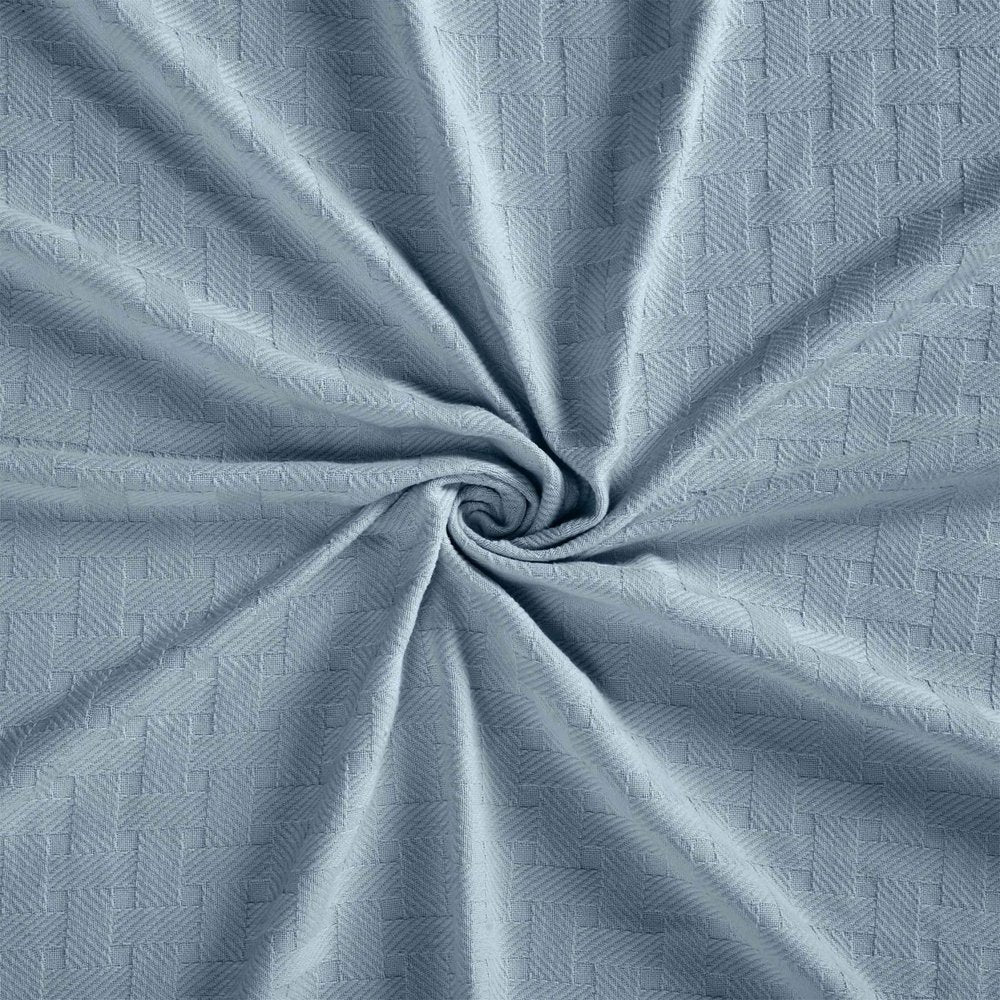 King Light Blue Cotton Basketweave Geometric Blanket