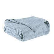 King Light Blue Cotton Basketweave Geometric Blanket