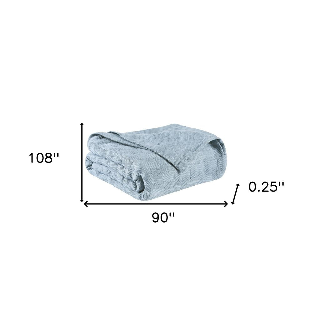 King Light Blue Cotton Basketweave Geometric Blanket