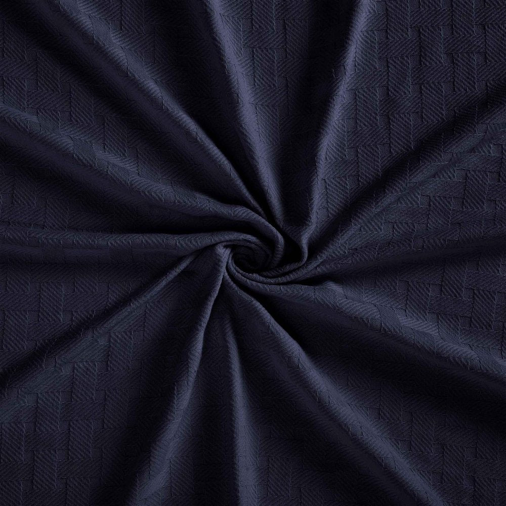 50" X 60" Blue Cotton Geometric Basketweave Throw Blanket