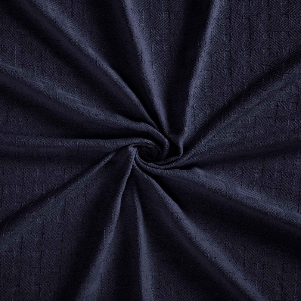 50" X 60" Blue Cotton Geometric Basketweave Throw Blanket