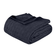 Twin Navy Blue Cotton Geometric Blanket
