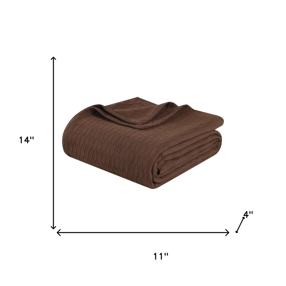 Queen Chocolate Cotton Geometric Blanket