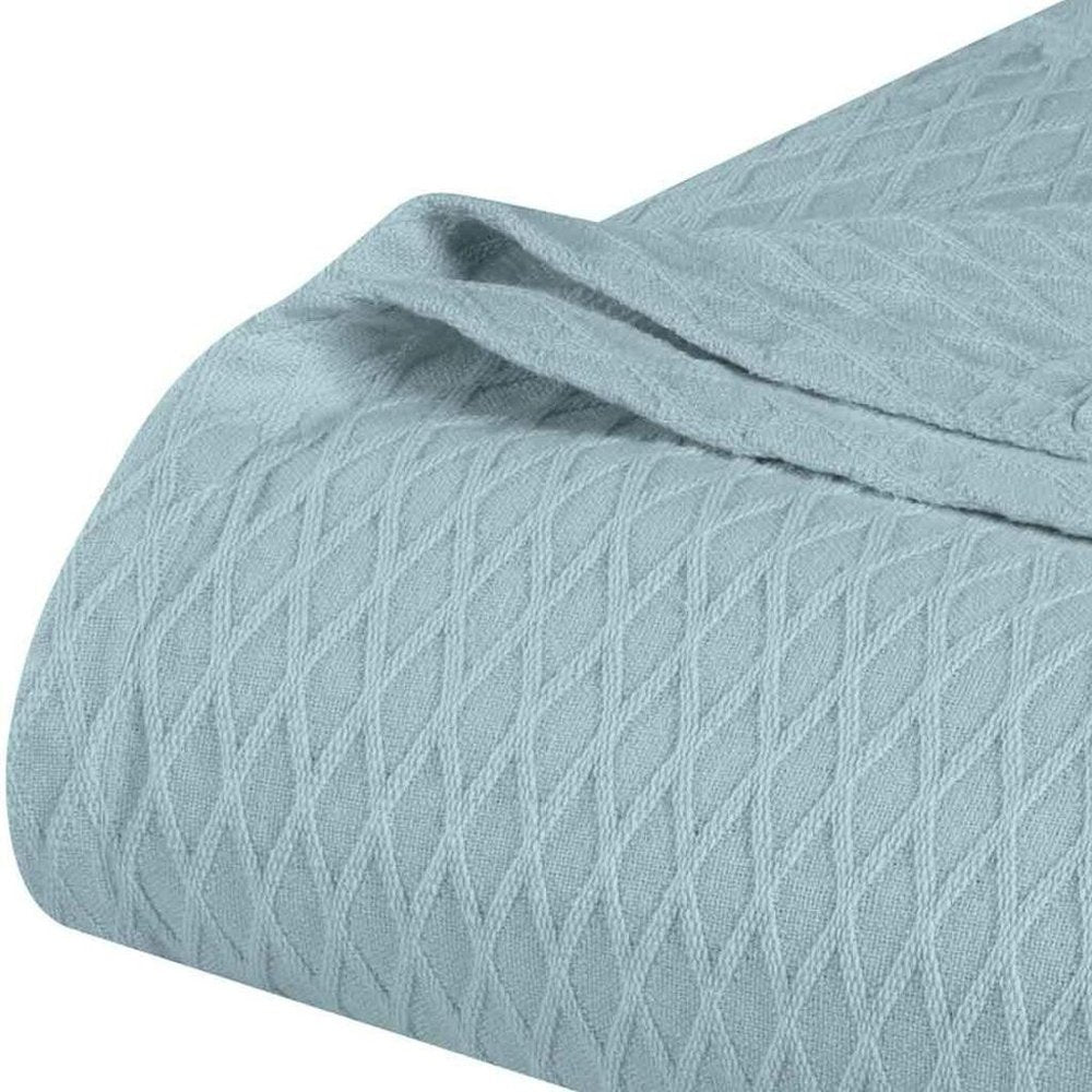 King Aqua Cotton Geometric Blanket