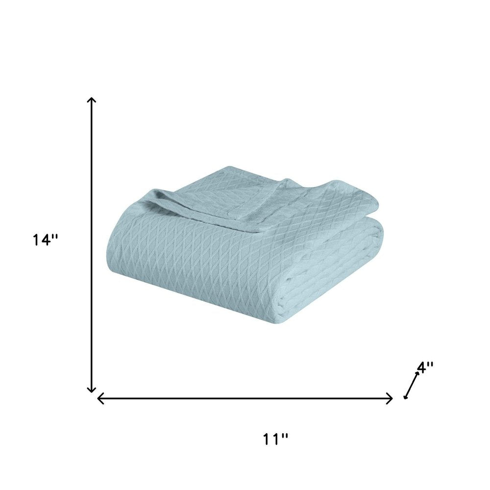 King Aqua Cotton Geometric Blanket