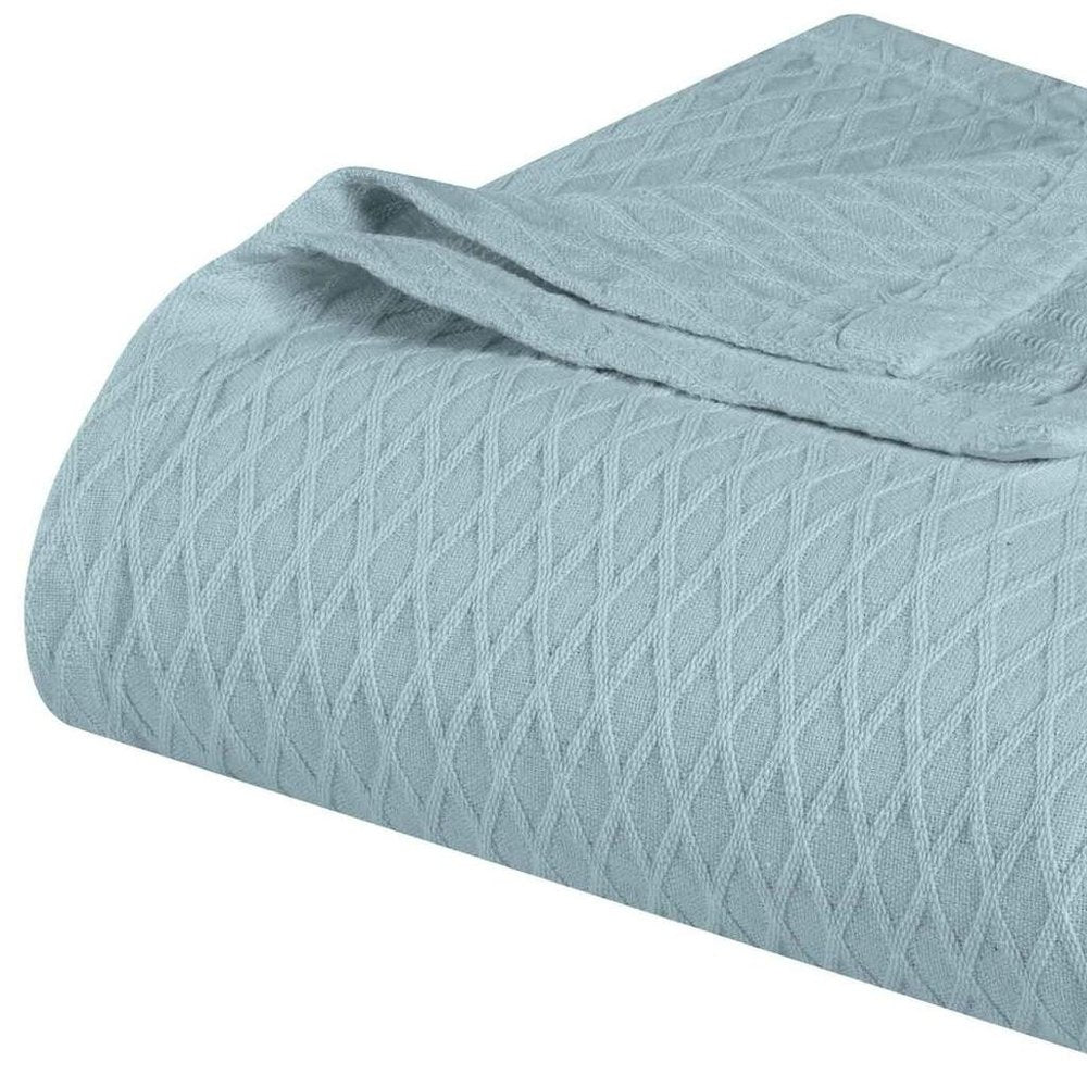King Aqua Cotton Geometric Blanket