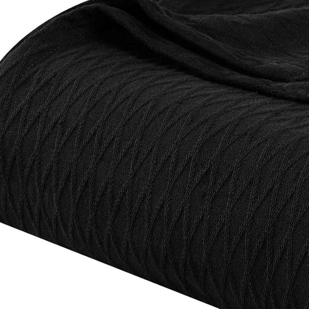 King Black Cotton Geometric Blanket
