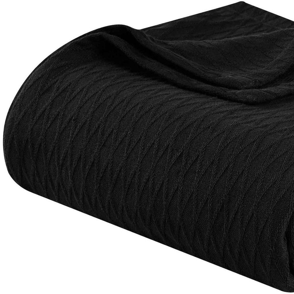 King Black Cotton Geometric Blanket