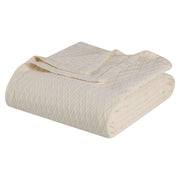 King Ivory Cotton Plain Weave Geometric Blanket