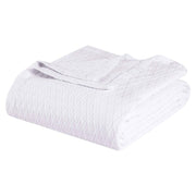 King White Cotton Plain Weave Geometric Blanket