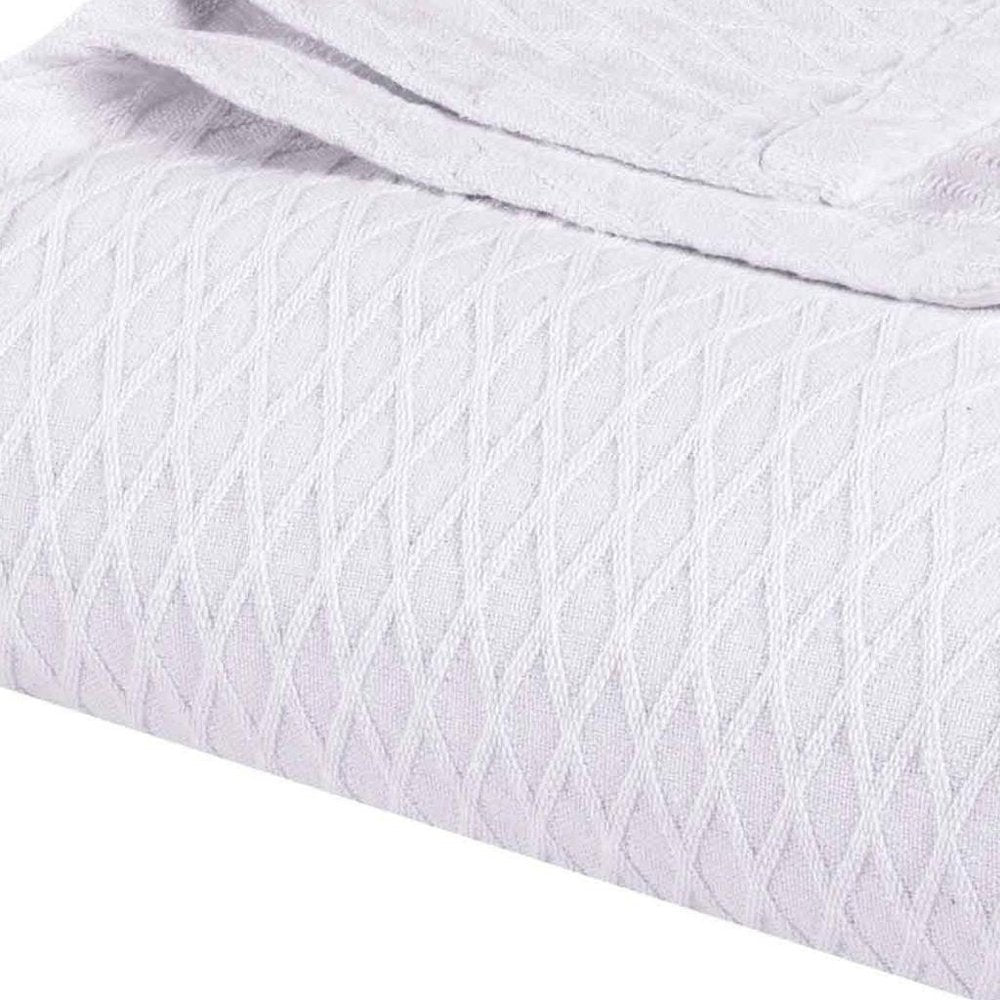 King White Cotton Geometric Blanket
