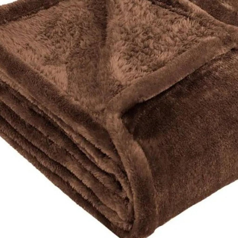50" X 60" Chocolate Fleece Plush Throw Blanket