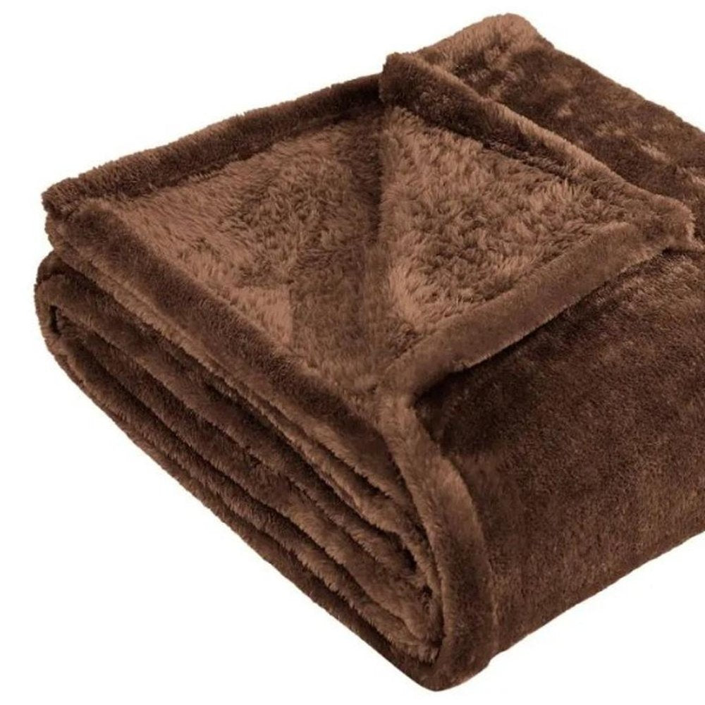 50" X 60" Chocolate Fleece Plush Throw Blanket