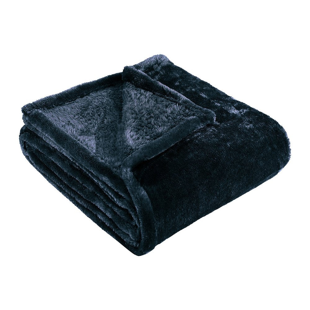 14" X 15" Navy Blue Fleece Knitted Plush Throw Blanket