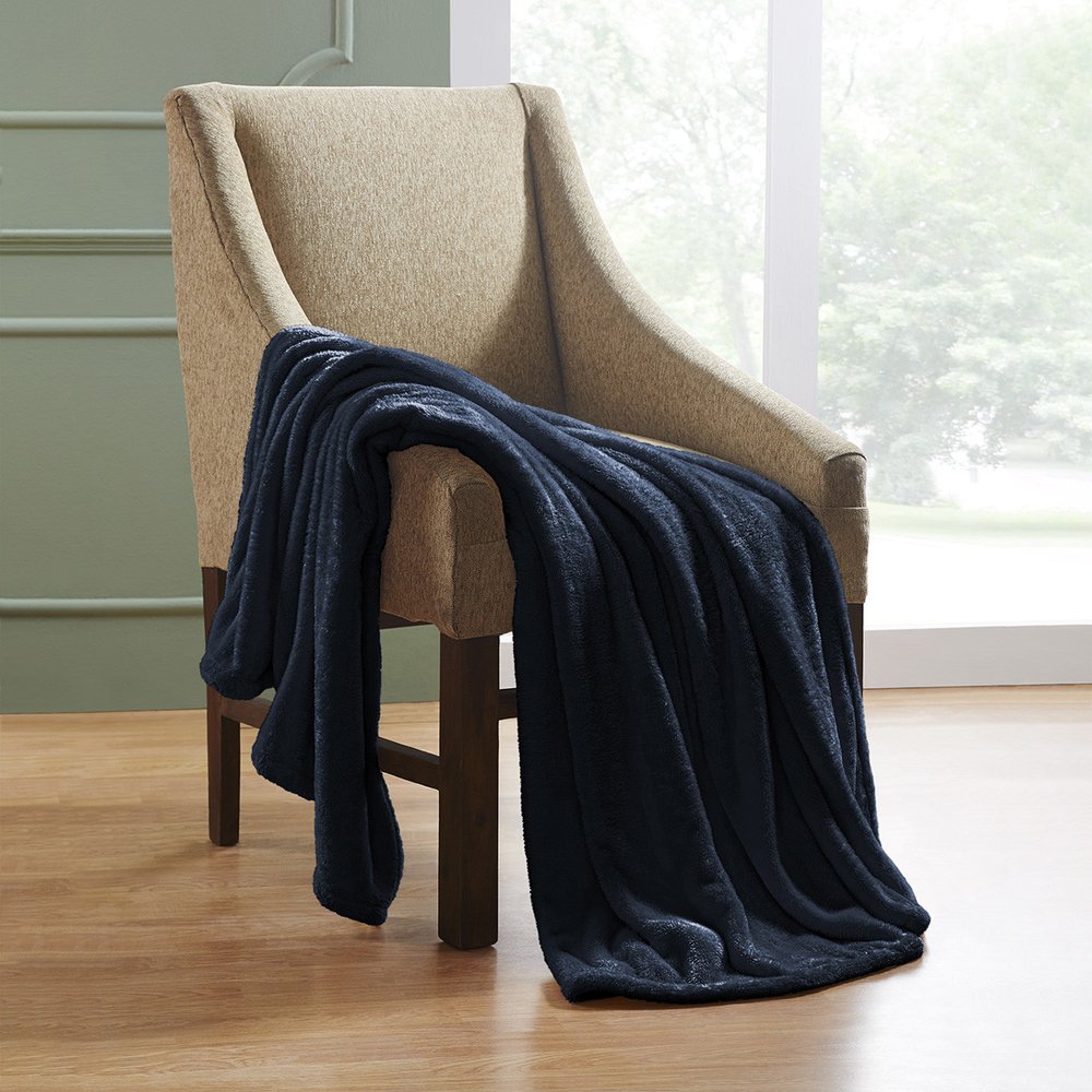 50" X 60" Navy Blue Fleece Plush Throw Blanket
