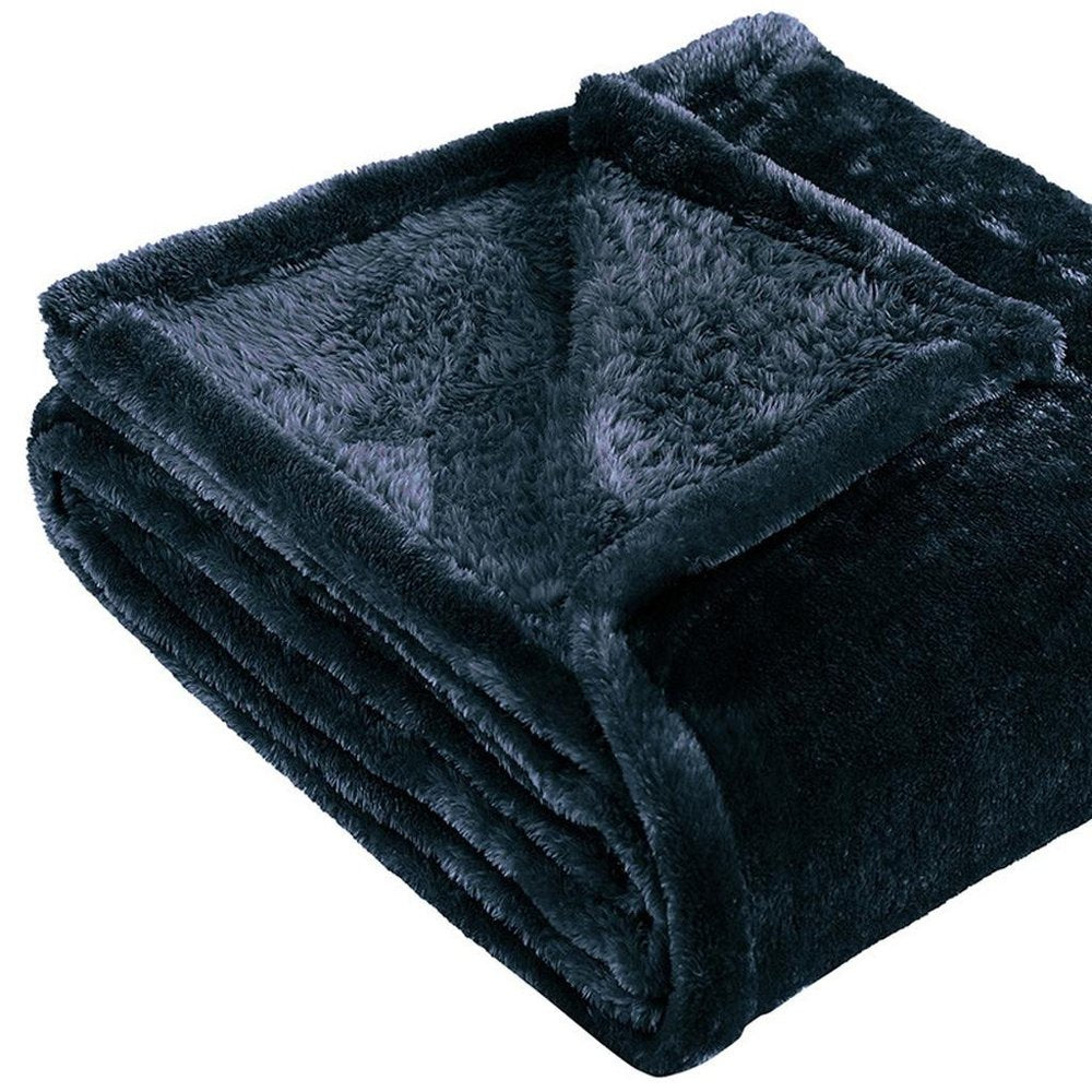 50" X 60" Navy Blue Fleece Plush Throw Blanket