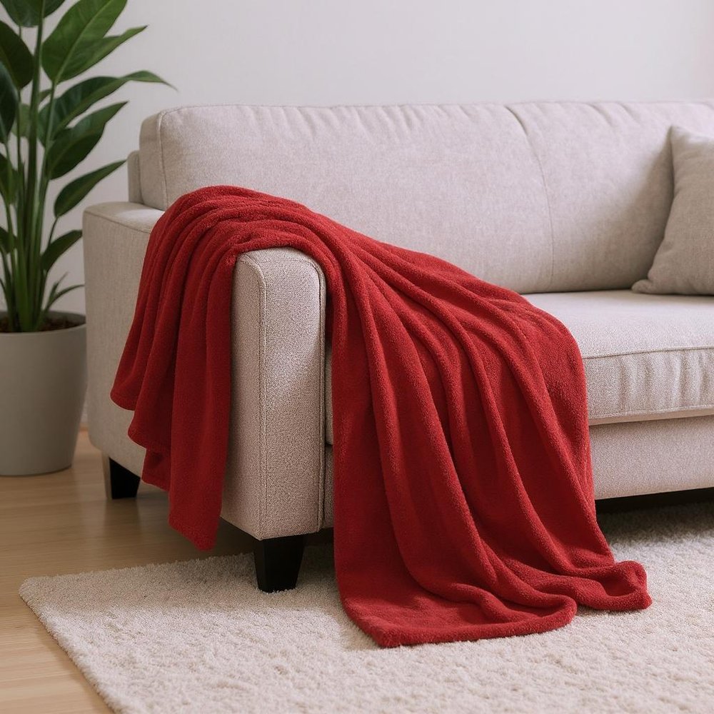 50" X 60" Red Fleece Plush Throw Blanket