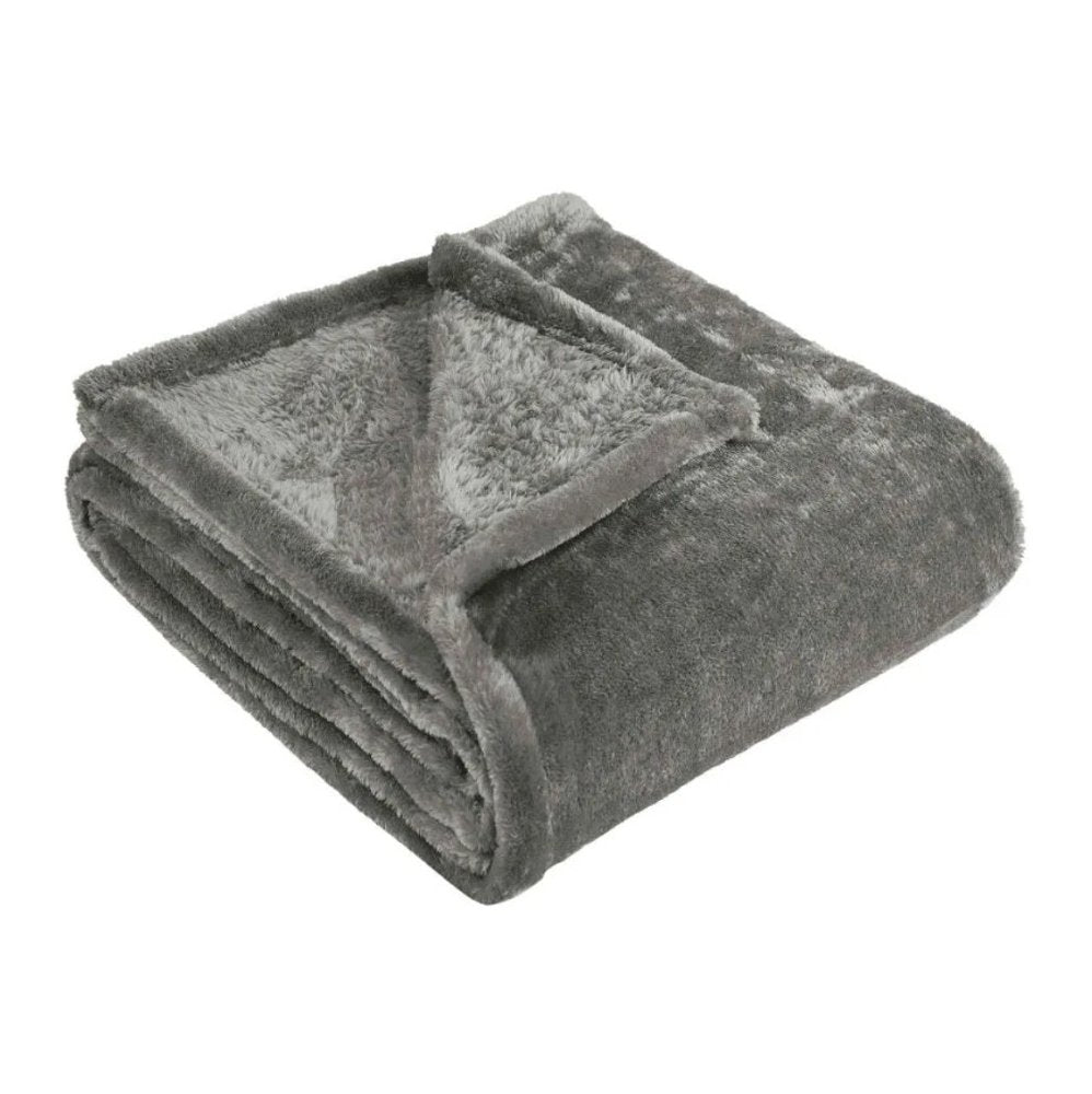 50" X 60" Silver Fleece Plush Throw Blanket