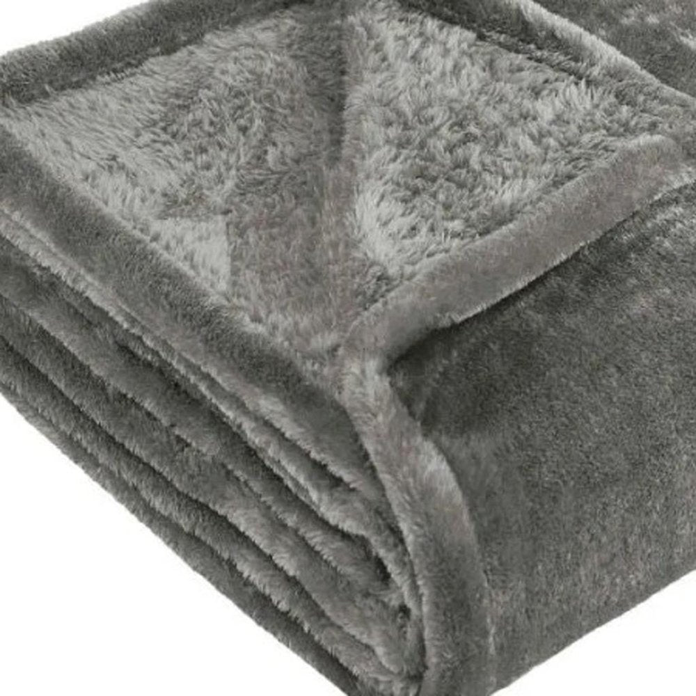 50" X 60" Silver Fleece Plush Throw Blanket