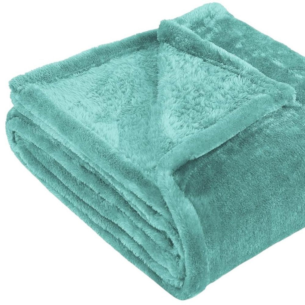 50" X 60" Turquoise Fleece Plush Throw Blanket