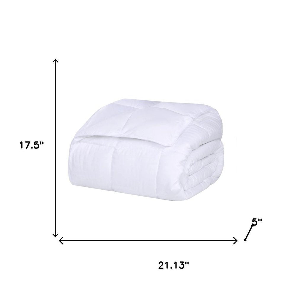 Queen White Cotton Plain Weave Striped Blanket