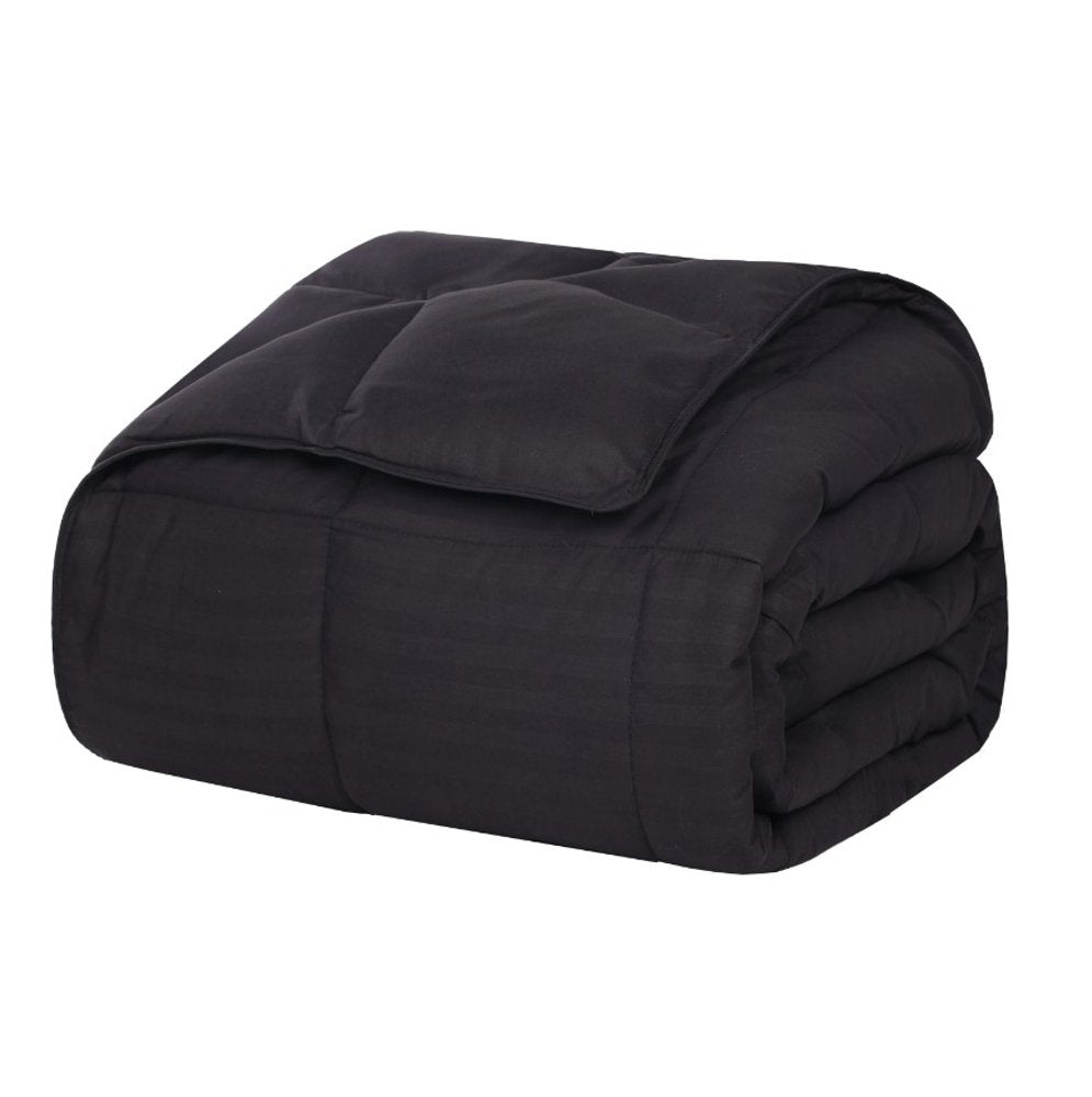 King Black Cotton Striped Blanket