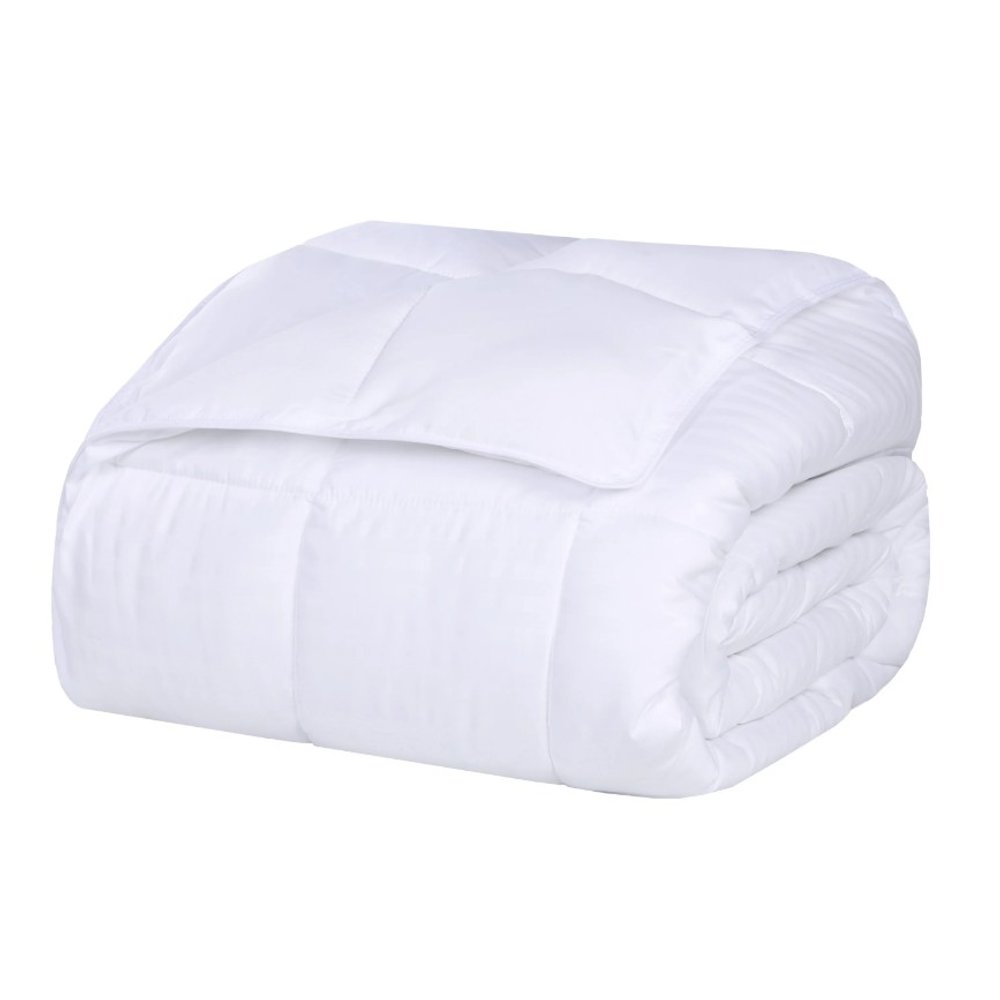 King White Cotton Plain Weave Striped Blanket