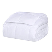 Twin White Cotton Plain Weave Striped Blanket