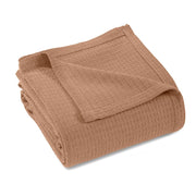 Queen Camel Cotton Waffle Weave Blanket