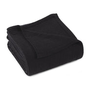 King Black Cotton Waffle Weave Blanket