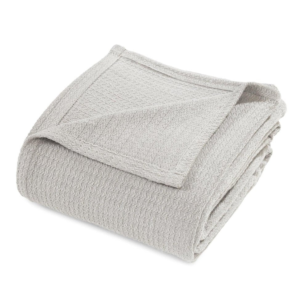 King Silver Cotton Waffle Weave Blanket