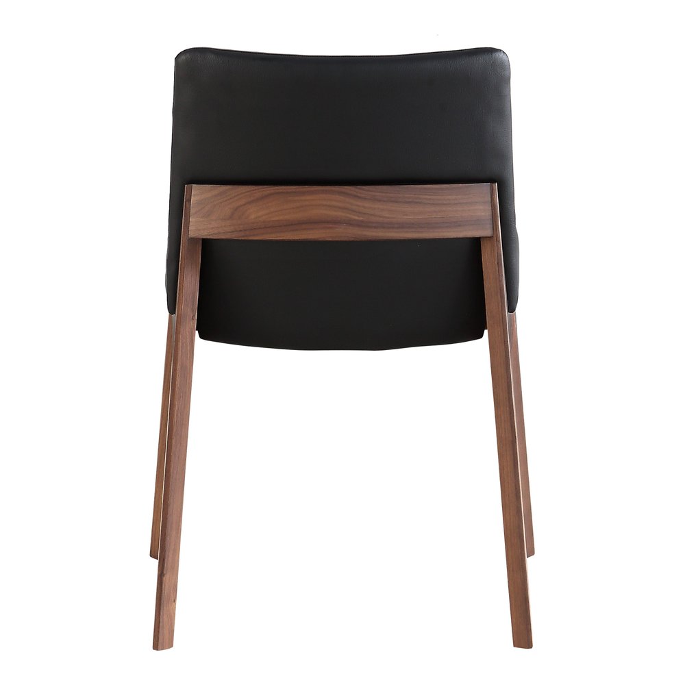 Set of Two Black and Walnut Upholstery Dining Side Chairs