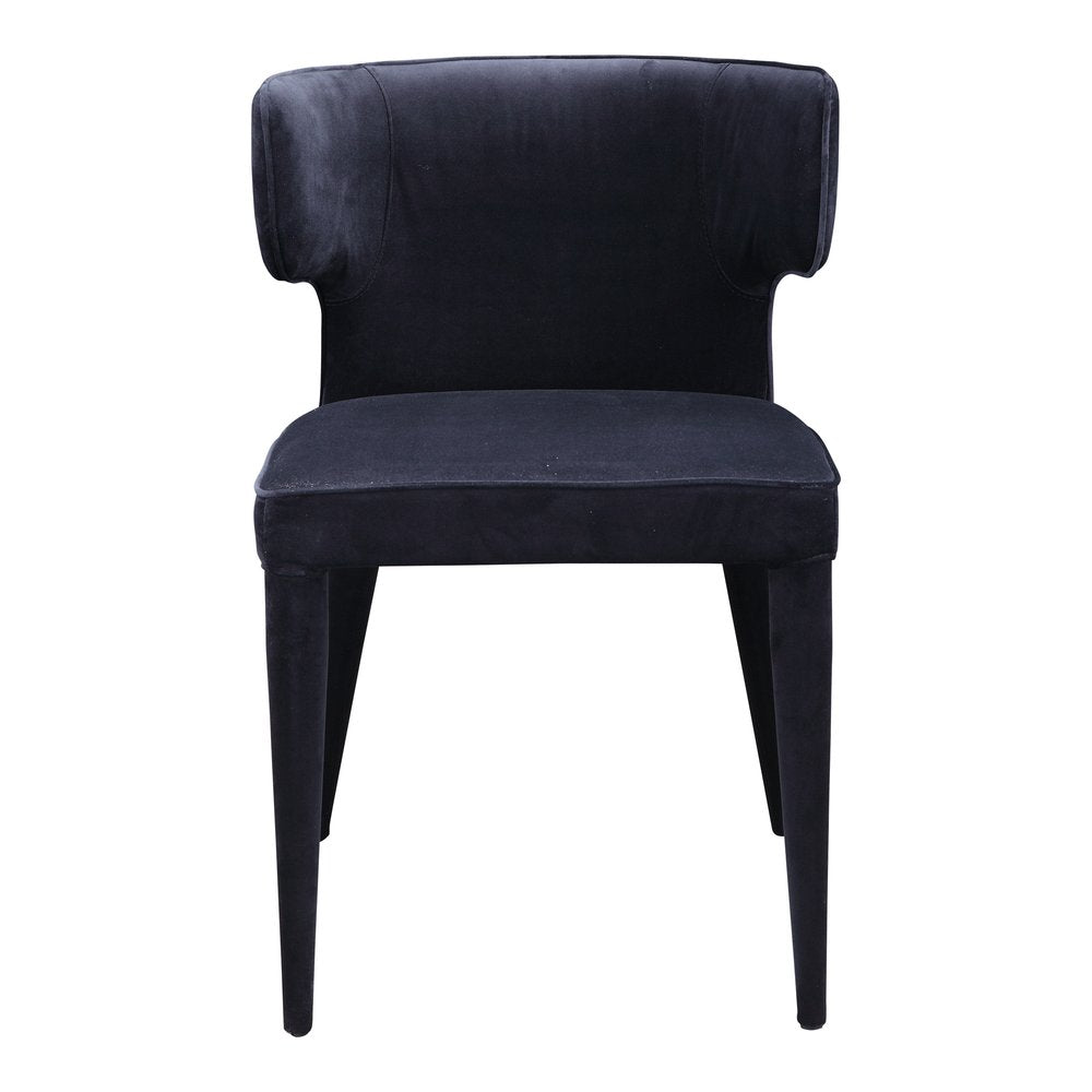Black Velvet Wing Back Dining Side Chair