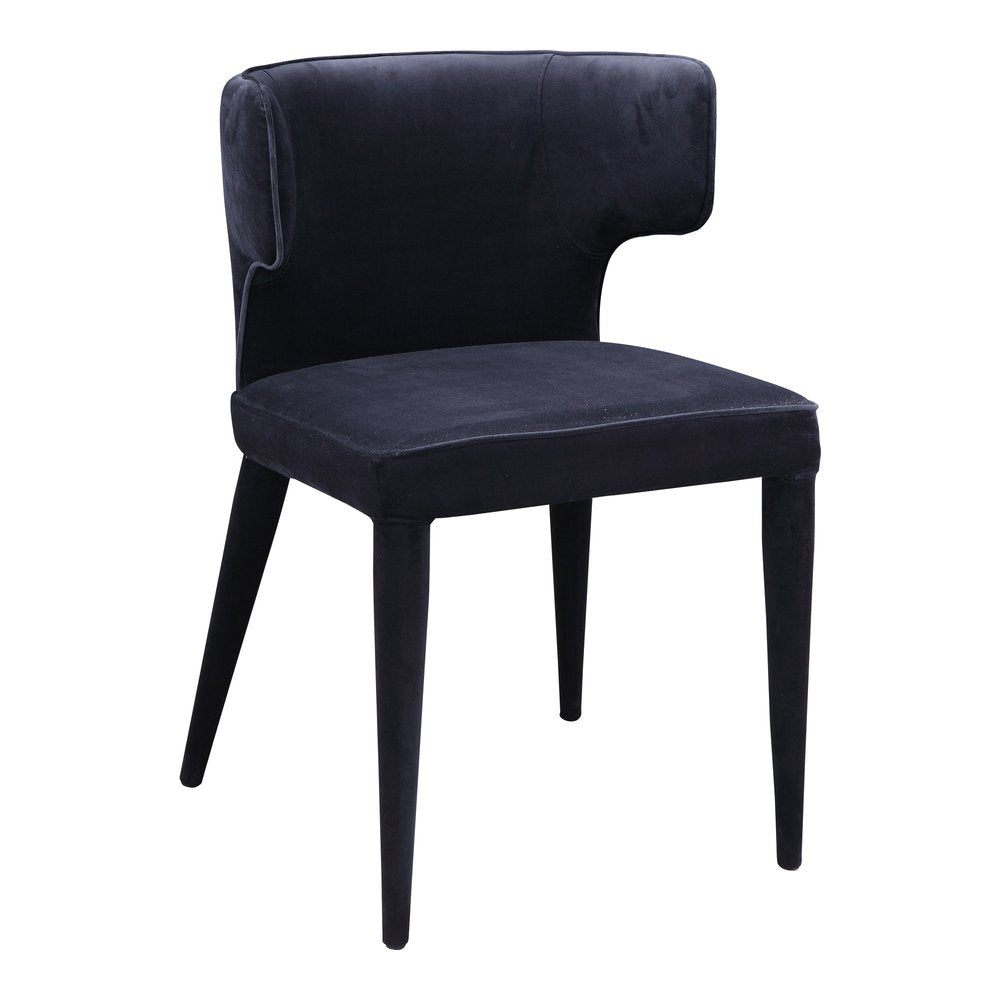 Black Velvet Wing Back Dining Side Chair