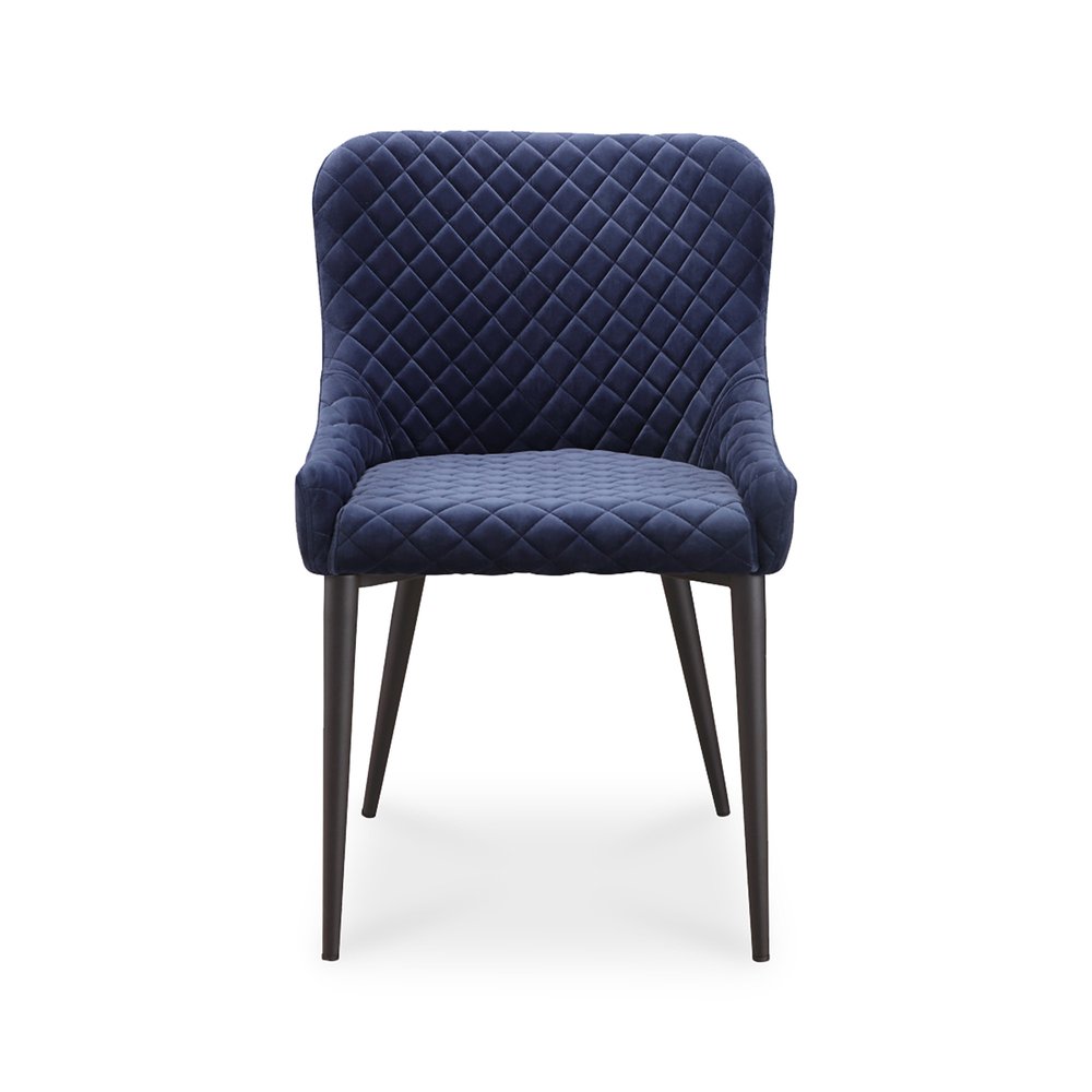 Dark Blue and Black Tufted Velvet Dining Side Chair