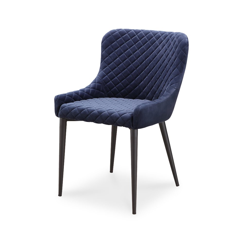 Dark Blue and Black Tufted Velvet Dining Side Chair