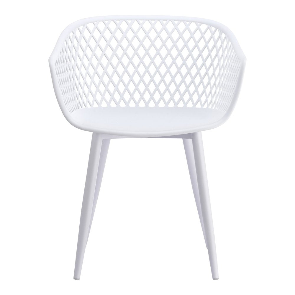 Set of Two White Heavy Duty Plastic Dining Arm Chairs