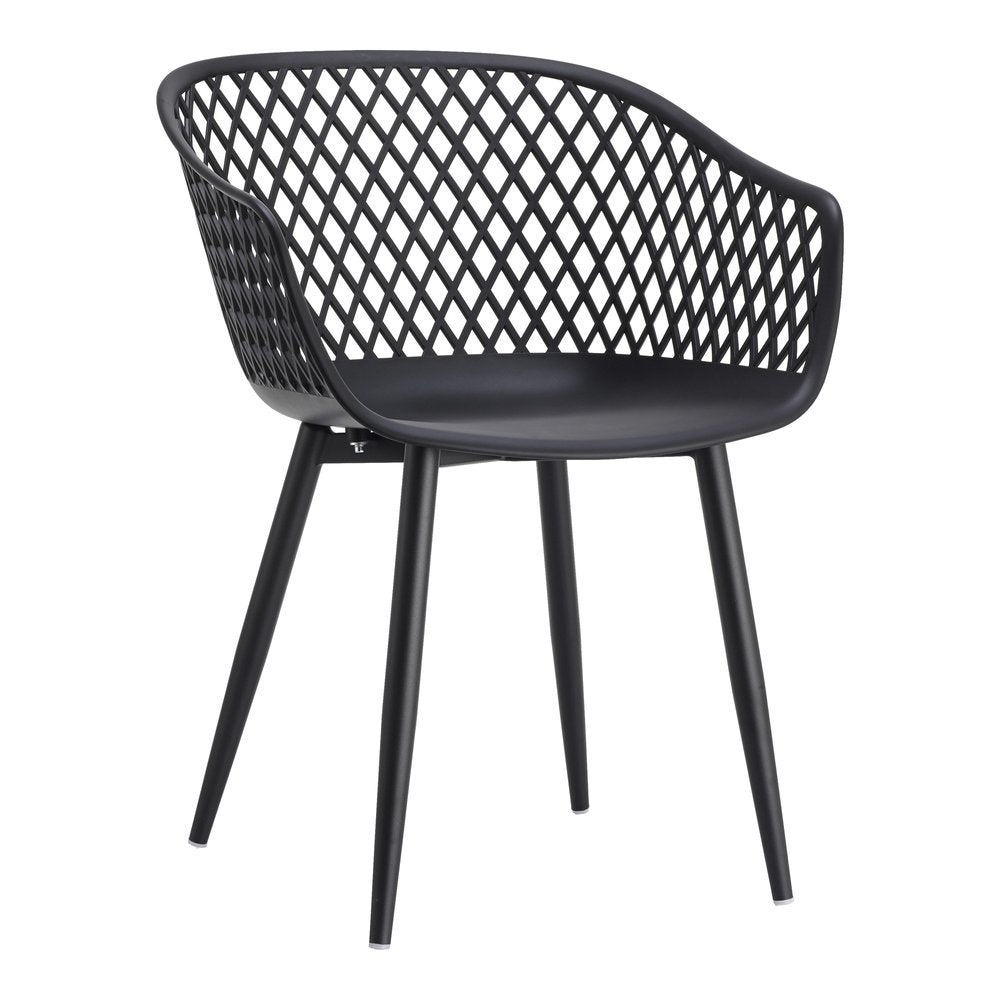 Set of Two Black Heavy Duty Plastic Dining Arm Chairs