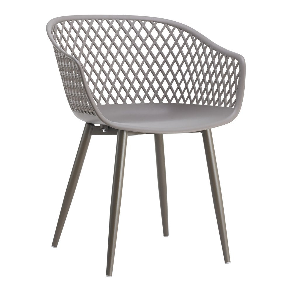 Set of Two Gray Heavy Duty Plastic Dining Arm Chairs