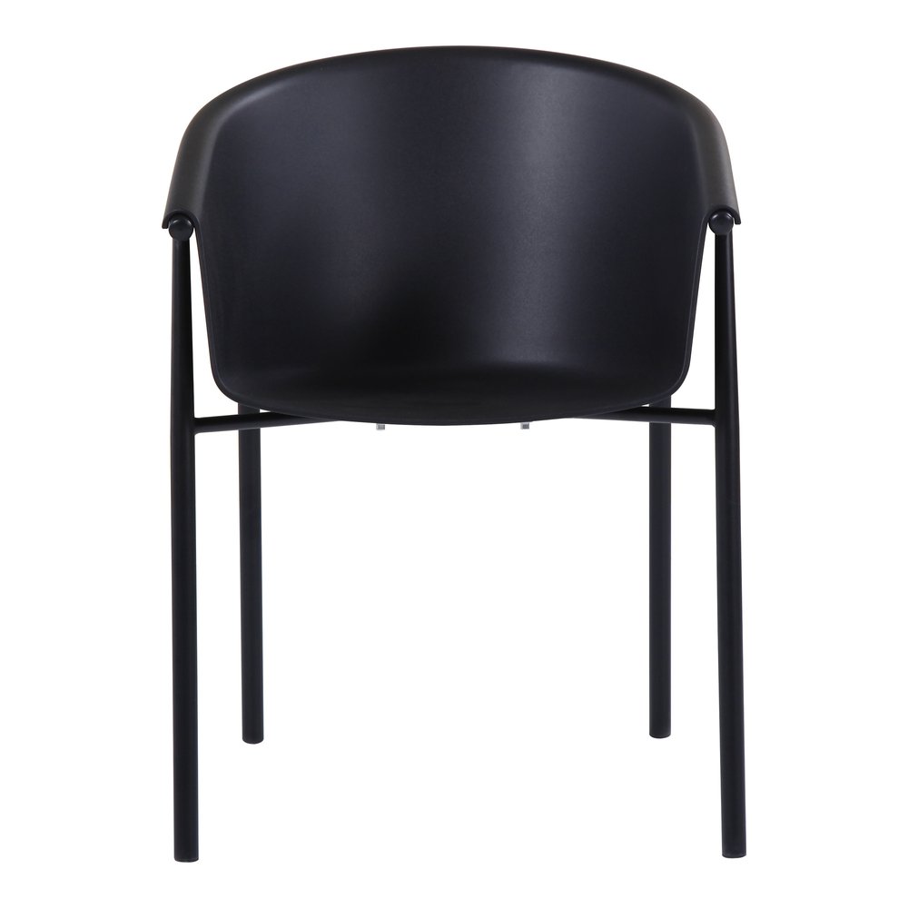 Set of Two Black Metal and Heavy Duty Plastic Dining Arm Chairs