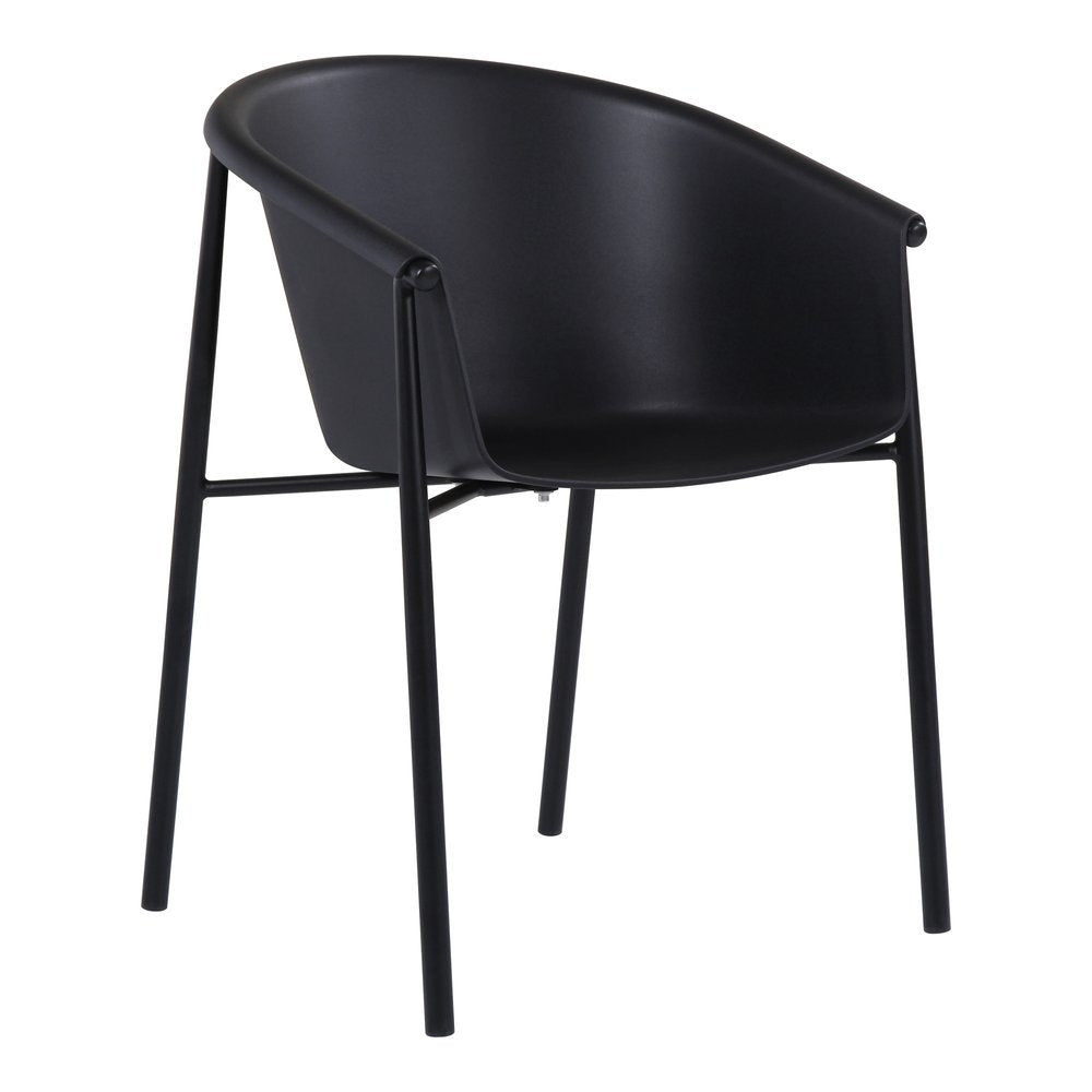 Set of Two Black Metal and Heavy Duty Plastic Dining Arm Chairs