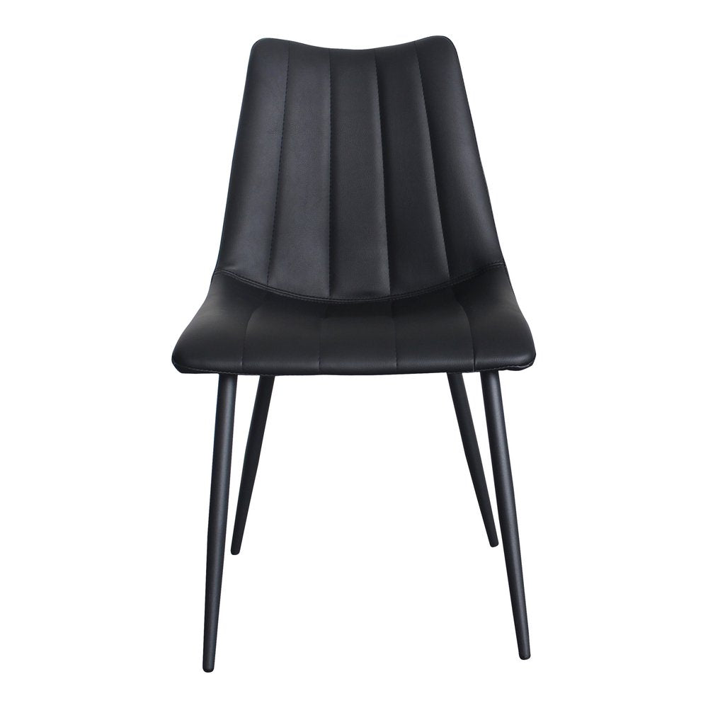 Set of Two Black Faux Leather Dining Side Chairs