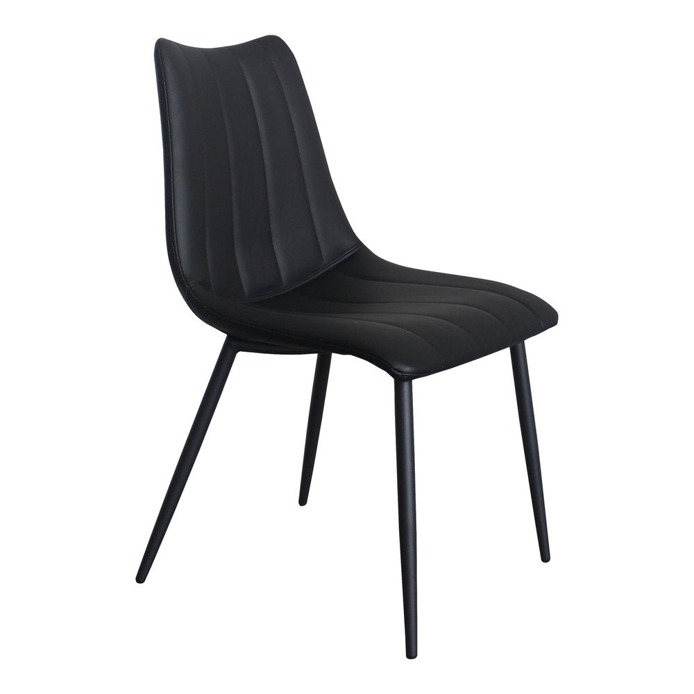 Set of Two Black Faux Leather Dining Side Chairs