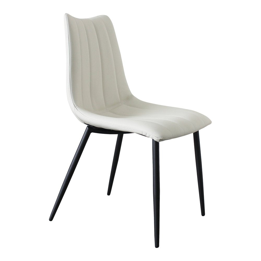 Set of Two White and Black Faux Leather Dining Side Chairs