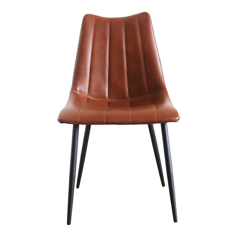 Set of Two Brown and Black Faux Leather Dining Side Chairs