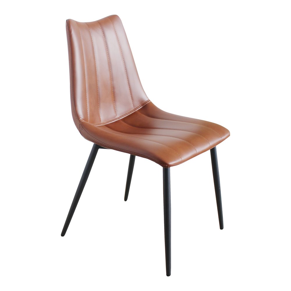 Set of Two Brown and Black Faux Leather Dining Side Chairs