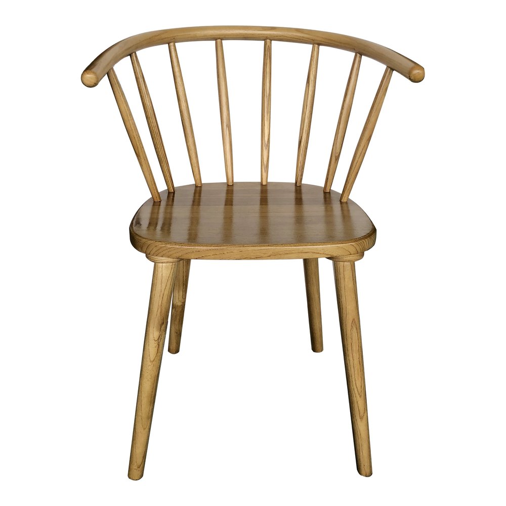 Set of Two Brown Solid Wood Windsor Back Dining Side Chairs