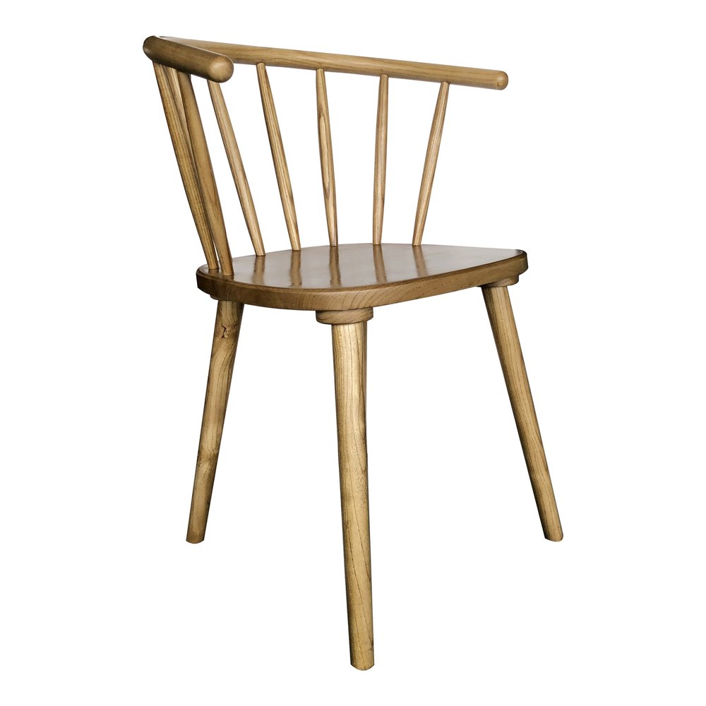 Set of Two Brown Solid Wood Windsor Back Dining Side Chairs