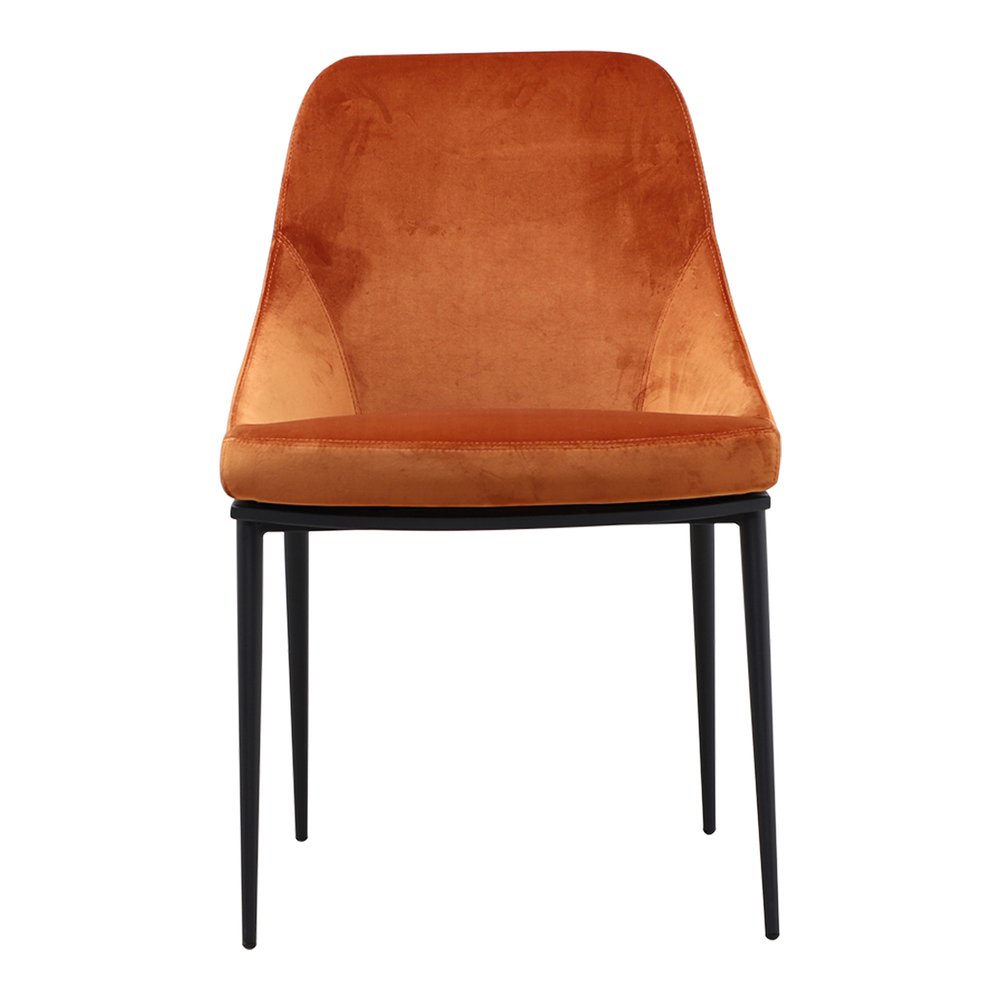 Set of Two Amber and Black Velvet Dining Side Chairs