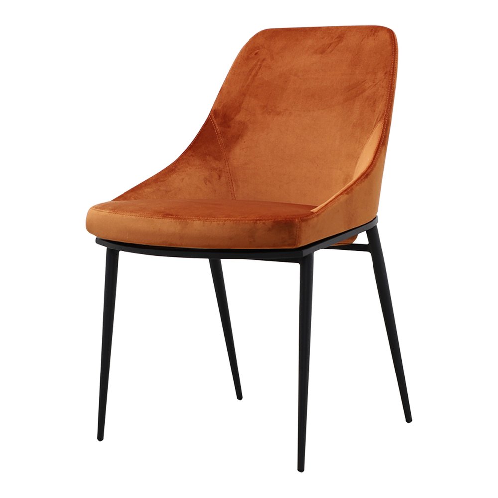 Set of Two Amber and Black Velvet Dining Side Chairs